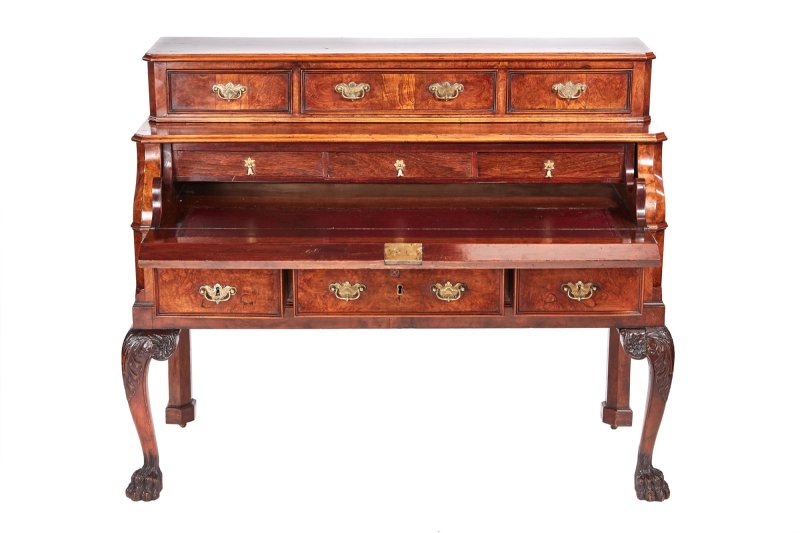 Exceptional Quality Antique Victorian Burr Walnut Bureau - Image 7
